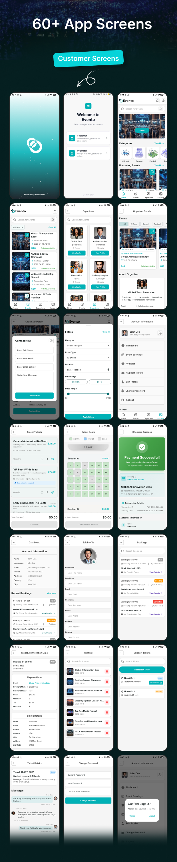Evento - Event Ticket Selling Flutter Mobile App UI Kit - 6